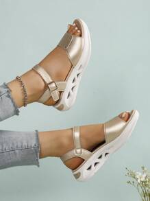 Women's Flat Sandals, Fashionable Summer Sports Sandals, Lightweight & Comfortable Buckle Sandals, Suitable For Holiday, Travel, Party, Beach, Match With Skirts And Dresses