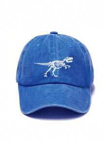 1 pieza Gorra de béisbol para niños/niños pequeños con lavado mate con diseño bordado de dinosaurio y patrón de hueso, apta para todas las estaciones - gorra de beisbol - Ver 12