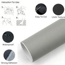 79*12inch Self-Adhesive Leather Repair Patch Tape - Large Waterproof PU Faux Leather Sticker For Couch, Furniture, Car Seats, Boat Seats, Office Chairs, Vinyl, Bags - Cuttable & Easy To Apply For DIY Home, Wall, Kitchen, And Chair Restoration