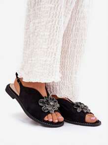 Sandalias de mujer con tacón plano y decoración S.Barski KV27-001
