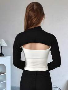 1件女士腈纶高领假领披肩，多功能长袖领饰，可搭配外套，纯色，适合圣诞装饰连衣裙 - 彩色 - 查看 2