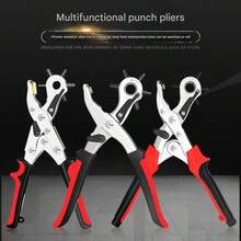 1 件不锈钢打孔工具 - 适用于皮革、表带和手提包手柄 - 耐用手工工具，带可调节机制，缝纫配件 | 可调节机制 | 耐用结构，皮革工艺工具多功能打孔钳家用皮带打孔器腰带裤带表带孔眼打孔器纸塑料打孔器 DIY 手工打孔工具，皮带打孔器，家用打孔器，表带压接器