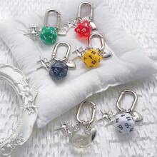 1pc Unisex Heart Shaped Asymmetrical Dice Design Keychain, Bag Pendant Halloween Valentine's Day Valentines Car Accessories Bag Charm