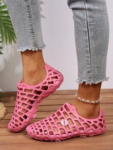 Nuevos zuecos de verano antideslizantes, sandalias de playa de punta abierta para hombres y mujeres, pantuflas para salir, parejas, natación, rafting, suela blanda - Rosa Fucsia - Ver 3