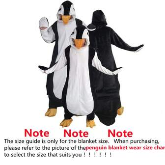  Coperta a forma di pinguino SunBritly, sacco a pelo con coda indossabile, coperta in flanella spessa e calda, abbigliamento da casa a forma di pinguino per adulti, costume da pinguino, regalo per gli amanti dei pinguini, pigiama/abbigliamento da casa multifunzionale a forma di pinguino
