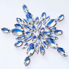 50 件红黑蓝混合尺寸榄尖形闪亮缝制爪形水钻船形银色底座水晶宝石适用于服装包鞋家居装饰婚礼生日派对圣诞节 DIY 工艺品