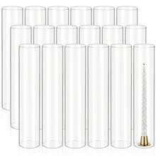 REWOMC 18 Pcs Hurricane Candle Holder Sleeve, Bottomless Glass Cylinder Candleholder Tall Clear Glass Cylinder Open Both Ends, Chimney Tube Cover, Open Ended Candle Shade - 18PCS 3*14 INCH - 查看 1