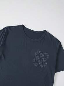 3pcs/Set Men's Summer Lightweight Pajama Set, Short Sleeve Tee And Shorts/Long Pants, Plaid Loungewear Set - Dark Grey - View 4