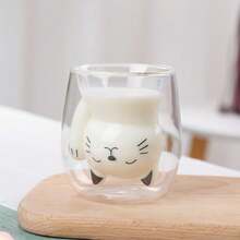 1 件 200ml 可爱小猫玻璃咖啡杯，200ml 耐热双层浓缩咖啡杯，隔热水杯，夏季冬季饮具，生日礼物 - 彩色 - 查看 5