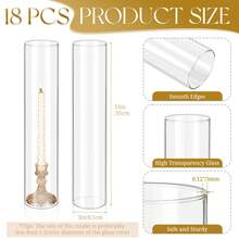 REWOMC 18 Pcs Hurricane Candle Holder Sleeve, Bottomless Glass Cylinder Candleholder Tall Clear Glass Cylinder Open Both Ends, Chimney Tube Cover, Open Ended Candle Shade - 18PCS 3*14 INCH - 查看 2