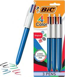 BIC 4-Color Original Retractable Ballpoint Pen With 1.0 Mm Medium Point, 3-Count In Assorted Ink - 1 - 查看 1
