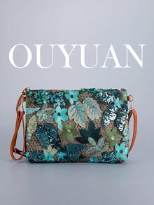 Summer Travel Must Have A Large-Capacity Straw-Woven Crossbody Bag, Ladies' Fashionable And Exquisite Sequined Embroidered Flower Clutch Bag, And The Bag Type Is Preferred, Which Is Suitable For Holidays, Parties, Beaches, Beaches, Gifts, Weddings, Colleges, Shopping, Dating, Holidays And Daily Life. (Pattern Position Clipping Is Random) - Multicolor - View 17