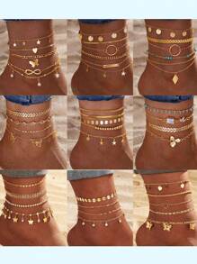 Pulseiras de tornozelo com corrente para os pés para mulheres, à prova d'água, sandálias delicadas descalças, tornozeleiras douradas para mulheres, tornozeleiras com contas de zircônia cúbica, conjunto de joias para os pés para mulheres