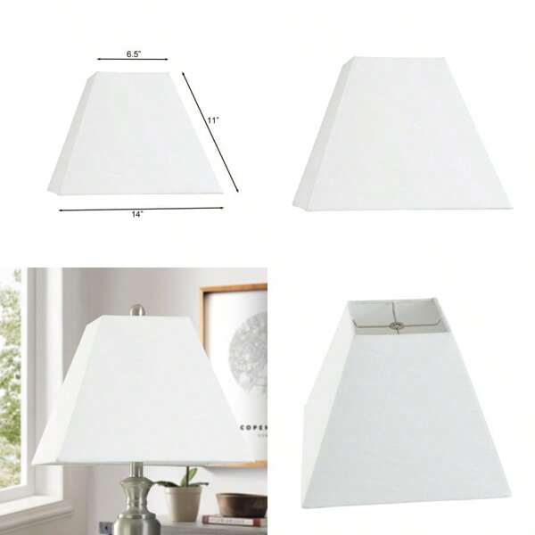 White Tapered Square Polyester Lamp Shade 14L X 6.5W X 11H
