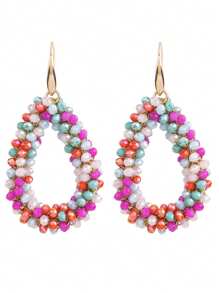 sehuoran Handcrafted Bohemian Beaded Water Drip Drop & Dangle Earrings For Women, Stainless Steel Ear Needle, Fashionable Boho Western Style Jewelry For Party And Banquet, Christmas Gift Idea, Versatile For All Seasons