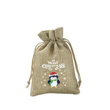 10pcs Linen Gift Bags, Christmas Gift Bags, Holiday Present Bags, Accessory & Snack Storage Bags, Gift Wrapping Bags