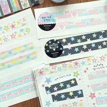 1 Roll Korean Style Washi Tape, Ins Decorative Stickers, Star Basic Scrapbooking Materials Back To School - Multicolor - View 2