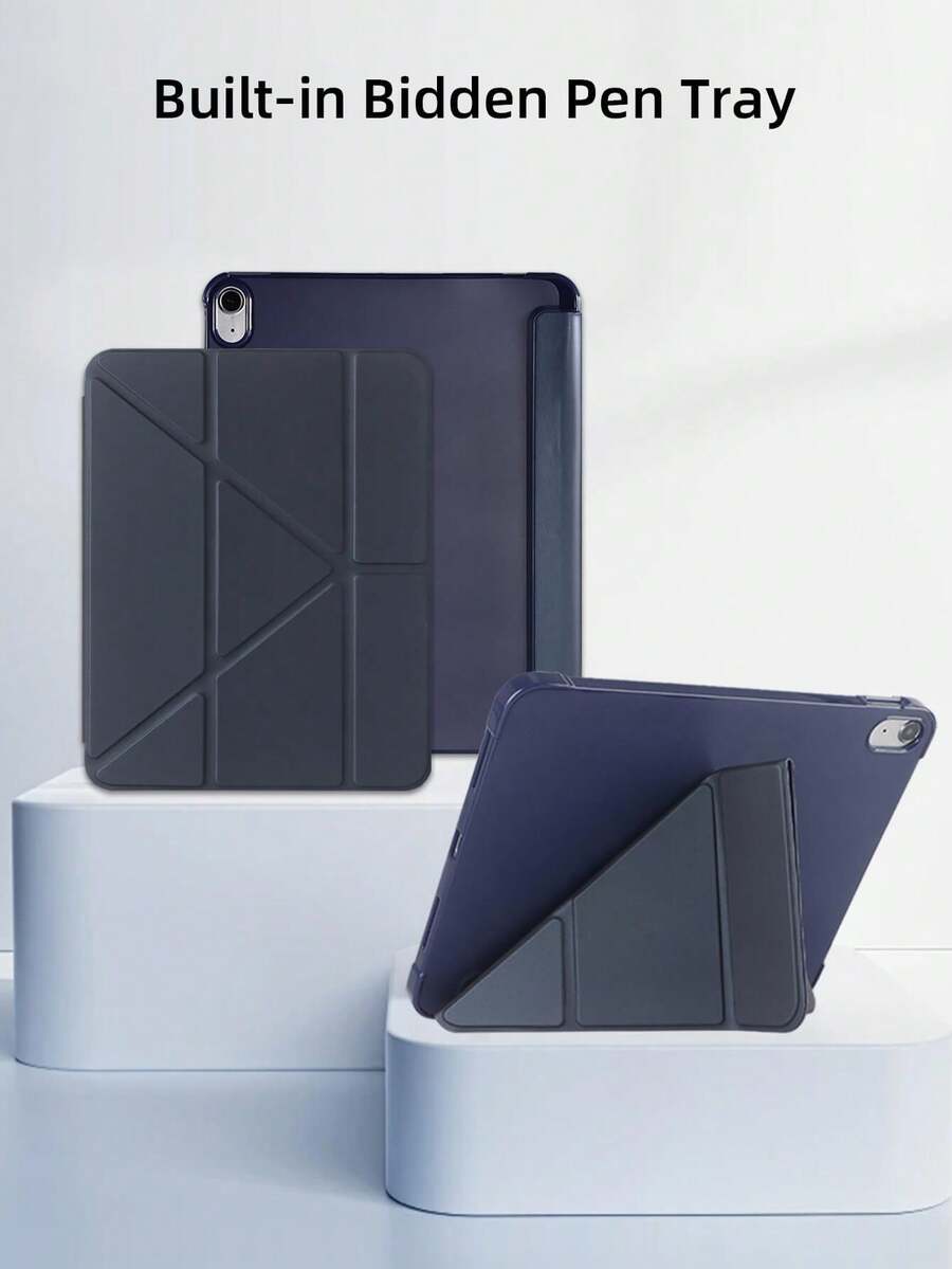 海军蓝多角度可折叠支架保护套，兼容 iPad Mini 4/5/6/Mini 7/9.7/10.2/10.5/Air 4/Air 5/第十代/10.9/Pro 11 英寸/Air 11 (M2)/Air 13 (M2)/Pro 11 (M4)/Pro 13 (M4) 2024、12.9 英寸 Air 13 (M3 2025)、11 英寸 Air (M3) 2025、11 英寸 (A16) 第十一代 2025。