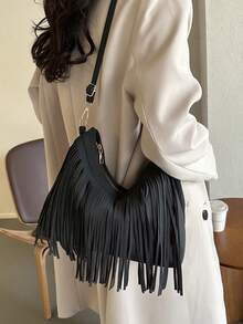 Túi đeo vai thời trang đơn giản thanh lịch dung tích lớn dành cho nữ, túi tote đeo dưới cánh tay phong cách Hàn Quốc mới - màu đen - Xem 6