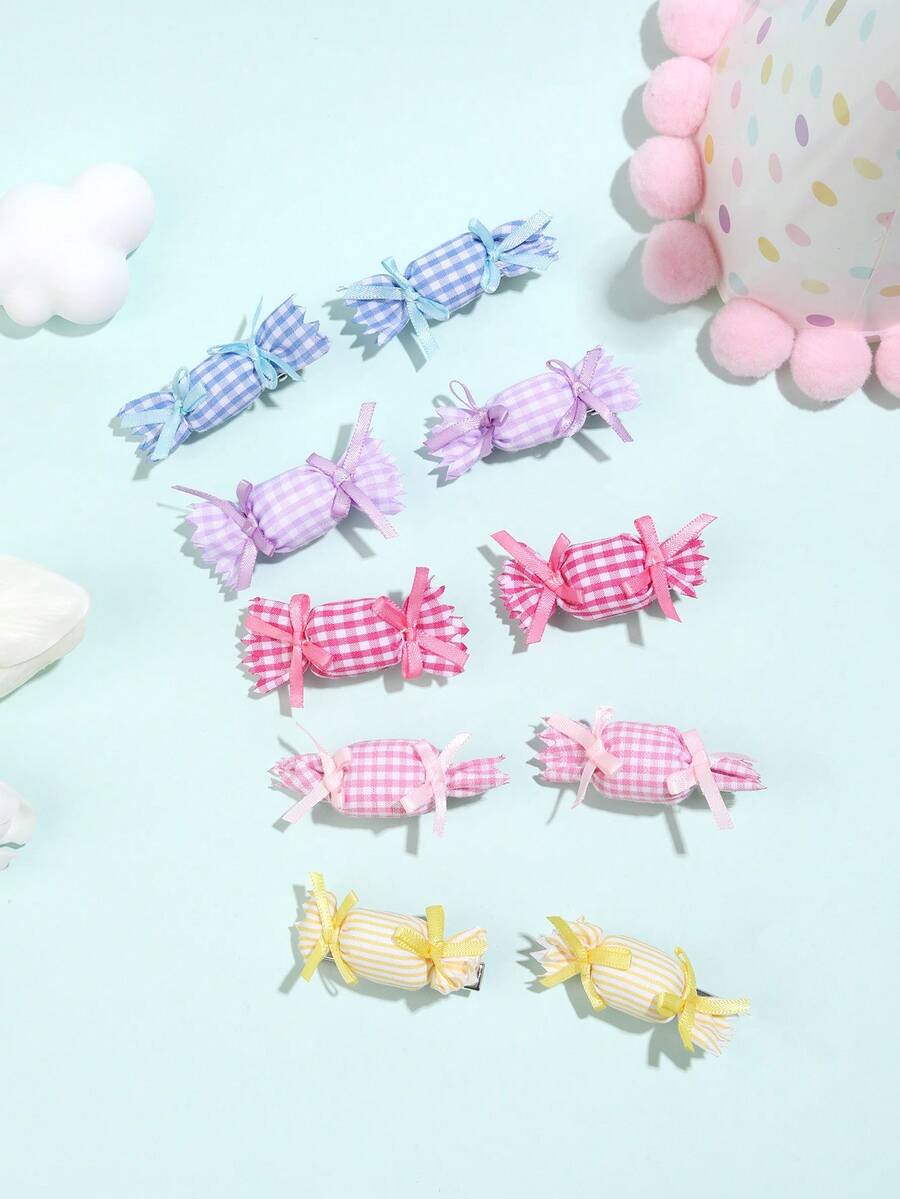 2pcs/Set Kids Colorful Plaid Candy Bow Hair Clips, Suitable For Children - Multicolor - View 1