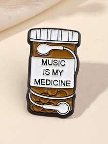 1pc Fashionable Minimalist Creative Cute Cartoon Headphone Bottle Shape Brooch, Unisex Versatile Accessory Backpack Decoration Metal Badge Gift - Multicolor - View 1