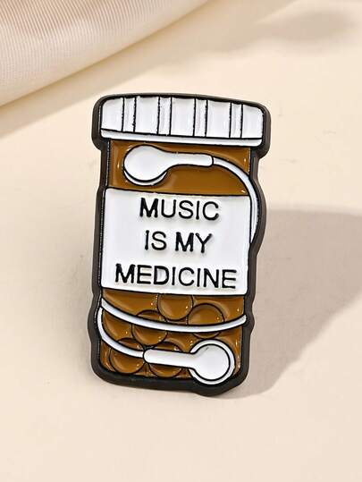 1pc Fashionable Minimalist Creative Cute Cartoon Headphone Bottle Shape Brooch, Unisex Versatile Accessory Backpack Decoration Metal Badge Gift