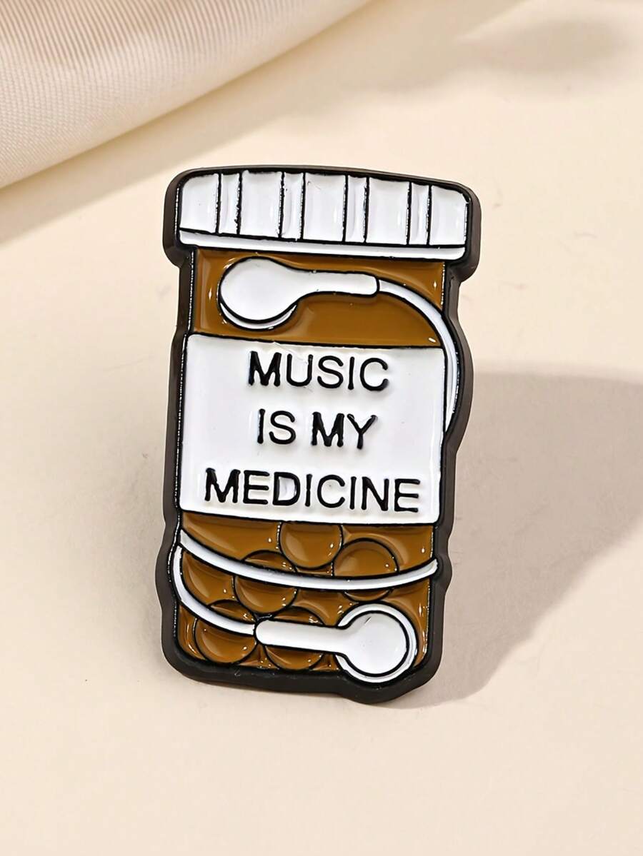 1pc Fashionable Minimalist Creative Cute Cartoon Headphone Bottle Shape Brooch, Unisex Versatile Accessory Backpack Decoration Metal Badge Gift - Multicolor - View 1