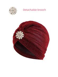 1pc Fashion Solid Color Casual Polyester Sequin Patchwork Twisted Head Wrap Cap, Suitable For Everyday Wear, All Season Hair Sleep Cap - B - View 15