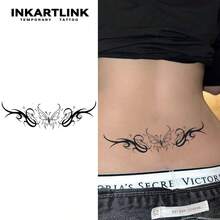 INKARTLINK, Revolutionary Tattoo Technology, Semi-Permanent Tattoo, Abstract Butterfly Design, Inspiring Tattoo, Temporary Tattoo, Waterproof, Authentic Tattoo Appearance, Botanical Tattoo - Black - View 2