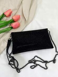 New Small Envelope Bag, Fashionable Women Handbag With Minimalist Solid Color Design - Black - View 7