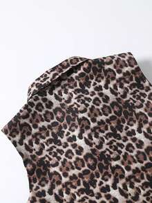 Women's Single-Breasted Collar Casual Leopard Print Top - Multicolor - View 7