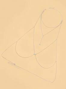 1pc Silver Sexy Layered Necklace, Crystal Pendant Clavicle Chain, Cross Body Chain For Women, Body Jewelry - Silver - View 3