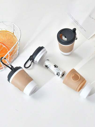 咖啡杯宠物垃圾袋分配器便携式户外遛狗拾物器垃圾袋收纳器（不含垃圾袋）