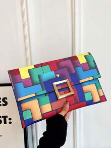 2025 Summer New Personalized Envelope Clutch Bag, Cowhide Pattern & Leopard Print, Stylish & Elegant - Multicolor - View 2