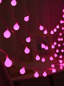 1 件 1.5/3/6M/10/20/40 LED 粉色圆球灯串，电池供电的仙女灯，适用于婴儿房装饰、卧室、客厅、派对、婚礼、家庭、花园、小路、节日派对用品、季节性装饰、壁炉、所有季节装饰 [不含电池] - 粉色 - 查看 8