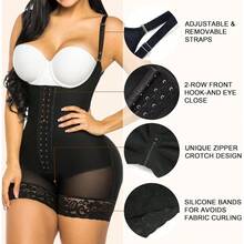 YIANNA Fajas Colombianas Shapewear For Women Tummy Control Post Surgery Compression Garment With Zipper Crotch - 1-黑色 - 查看 3