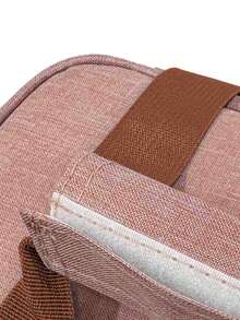 1Pc Pink Double Layer Insulated Lunch Bag, Leakproof Oxford Cloth Portable Lunch Box For Work, School, Picnic, Beach With Shoulder Strap, Side Pocket – Reusable And Easy To Clean, Hand Wash Bag For School School Accessories School Stuff - Multicolor - View 3