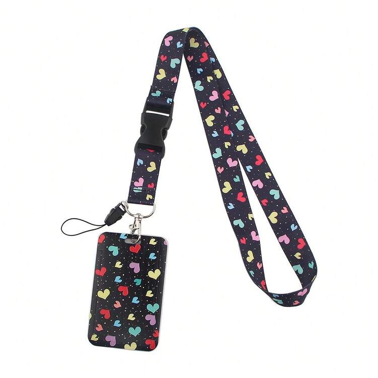 1 Piece Cute Polka Dot & Heart/Painting Heart Pattern ID Card Lanyard Set, Suitable For Doctors, Nurses, Students, Teachers, Exhibition Staff, Can Be Used As Exhibition, Gift, Keychain Or Daily Use Backpack For School Car Accessories Goth Y2k - Multicolor - View 3