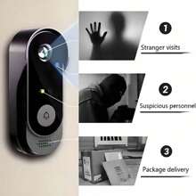 Timbre inalámbrico con cámara de vídeo inteligente TUYA, cámara de timbre inteligente WiFi de 2.4GHz, almacenamiento ampliable, captura fotos y vídeos HD, transmisión en vivo Full HD, tono de llamada personalizable, audio bidireccional en tiempo real, visión nocturna, resistente al agua