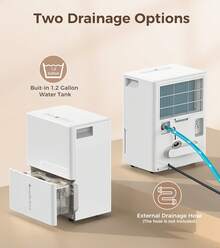 Havato 1500 Sq.Ft Dehumidifier, 22 Pints Dehumidifier For Basement With 1.2 Gal Water Tank, Small Dehumidifier For Home, Bedroom, Closet With Auto Shut Off, Sleep Mode,24H Timer, White - US A Type Plug(110-127V) - View 5