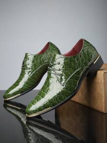 1 par de zapatos de vestir de punta afilada y brillante para hombre, zapatos casuales de moda británica transpirables, zapatos de suela blanda versátiles de corte bajo en blanco, verde, marrón, negro