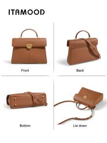 ITAMOOD Bolsas Elegantes Inspiradas em Designer, Bolsa de Ombro de Abas e Bolsa Casual de Negócios Leve, Presentes do Dia das Mães para Mulheres, Couro Legítimo de Vaca Togomotivo Vintage Luxuoso com Padrão de Seixo da Camada Superior - Multicolorido - Visão 8