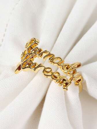2pcs Modern Minimalist Alloy Letter Napkin Rings, Elegant For Hotel, Party, Dining