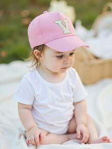 1顶儿童26字母棒球帽，时尚字母设计，韩版女童棒球帽，男女童遮阳帽，1-3岁 - 粉色 - 查看 3