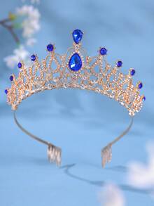 1件优雅女士银色水晶皇冠发箍，公主风皇冠带梳子，适合新娘、婚礼、舞会、生日派对等场合 - 彩色 - 查看 4