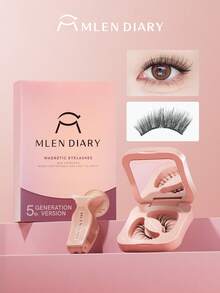 Mlen Diary Magnetic Eyelashes Set, 9-13mm Reusable Fake Lashes, No Eyeliner Needed, Upgraded 3D Dual Magnetic Eyelashes, Portable Glue-Free Lash Clusters, Create Natural Makeup Look (Queen Power) Strip Eyelashes - Natural Lashes - View 9