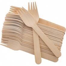 50/100/300 piezas Cuchillos de madera desechables de 16 cm (6.3"), 100 piezas Cubiertos de madera compostables, madera de abedul natural, para fiestas, camping, bodas y eventos