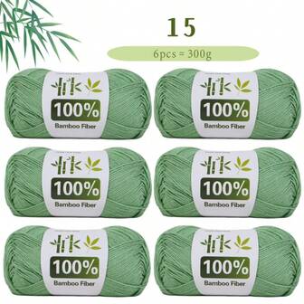 6 Packs 300g Bamboo Fiber Yarn, Breathable & Comfortable, Suitable For Crocheting, Knitting T-Shirts, Shawls, Scarves, Sweaters, Jackets, Hats, Cardigans And Accessories, Essential For Handmaking In Spring, Summer, Autumn, Soft & Smooth Yarn