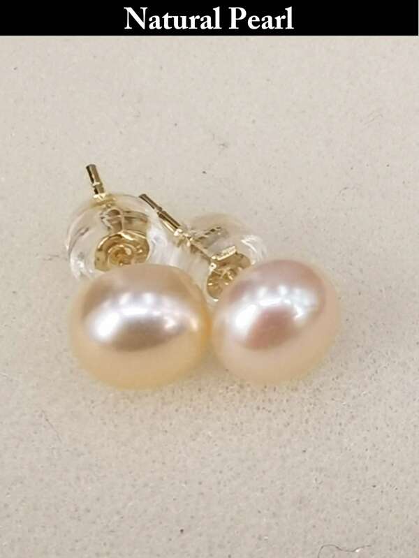 1pair 9-9.5mm Natural Freshwater Pearl S925 Silver Ear Stud