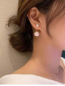 1 Pair Simple Faux Pearl Earrings For Women, Ins Style - White - View 2